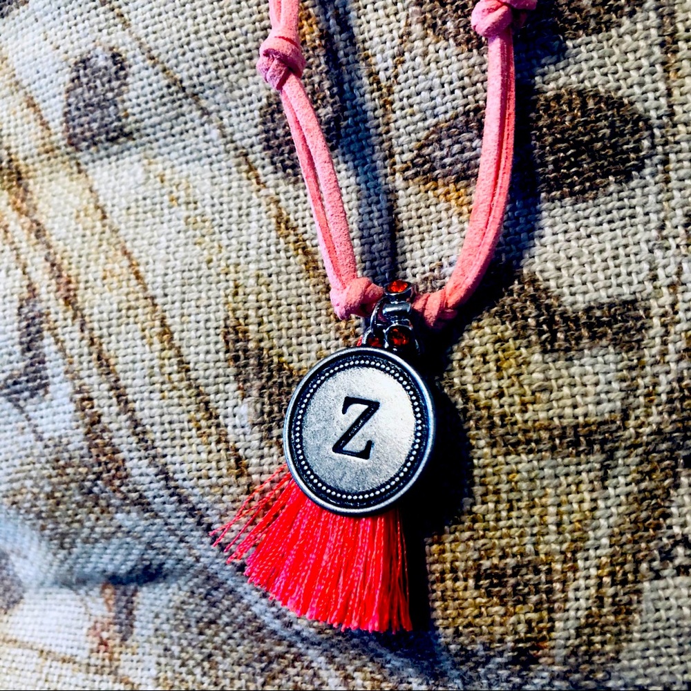 Southwest Cowgirls Z Leather Tassel Choker Necklace
